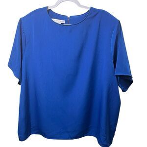 Jack Mulqueen Women Top Plus Size 22 24 Royal Blue Vintage 80s Shoulder Pad NWT